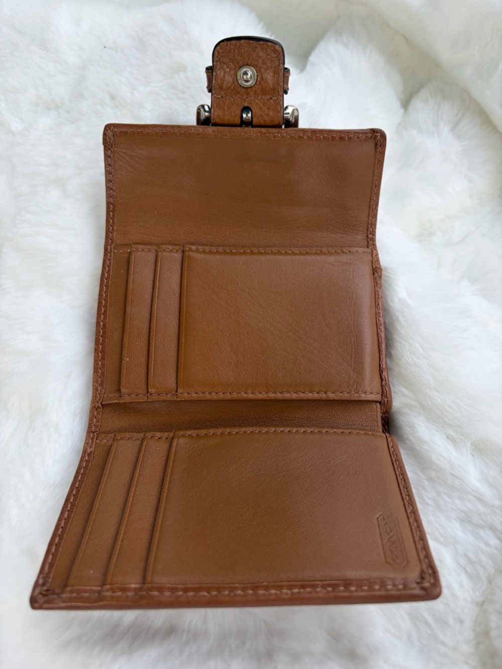 Vintage Coach Brown Signature Canvas Wallet with Silver Buckle - Picture 3 of 5